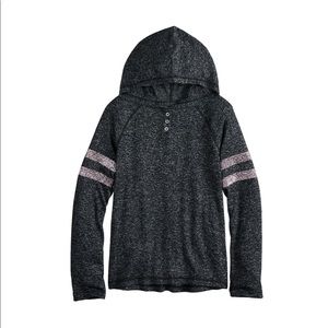 Black Lightweight Hooded Henley